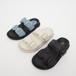 MIDTOWN Feature Buckle Footbed Slides