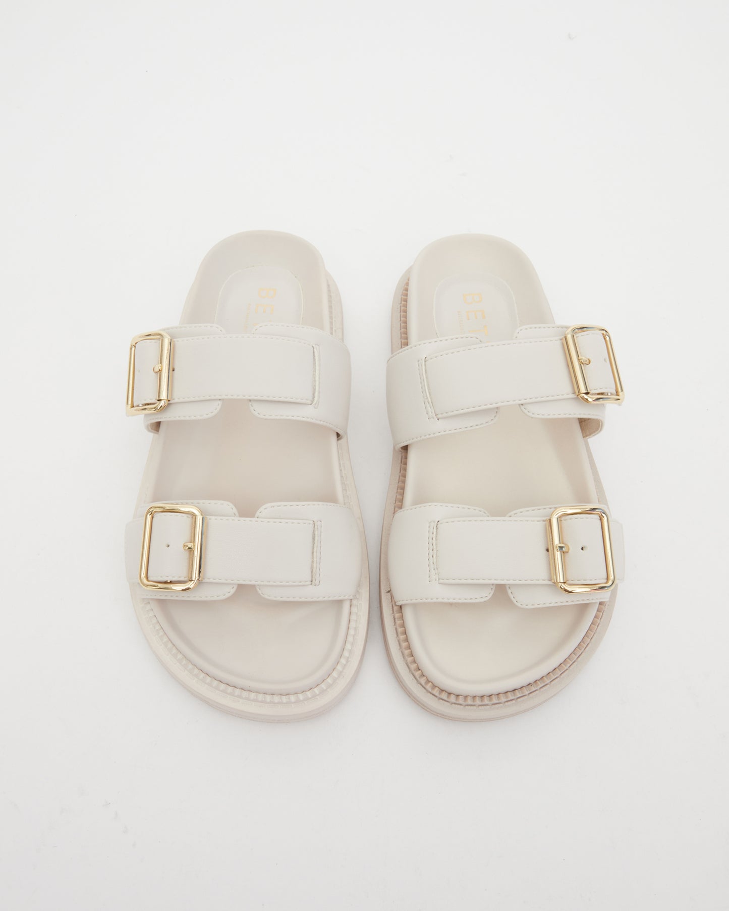 MIDTOWN Feature Buckle Footbed Slides