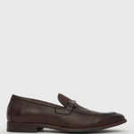 NATE Leather Buckle Trim Loafers