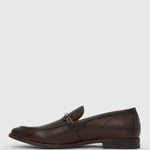 NATE Leather Buckle Trim Loafers