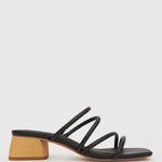 HALLIE Low Wooden Block Heel Mules