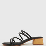 HALLIE Low Wooden Block Heel Mules