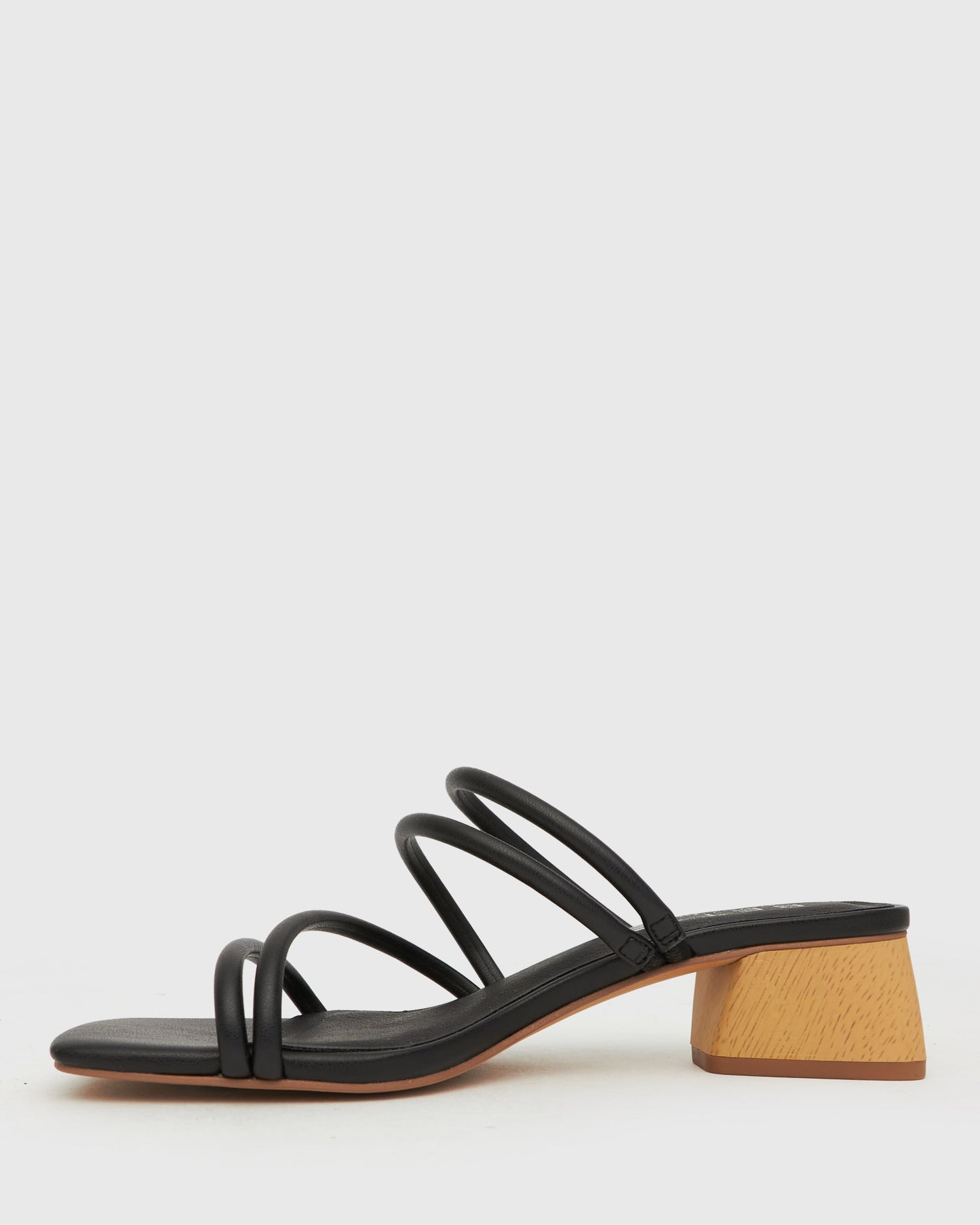 HALLIE Low Wooden Block Heel Mules