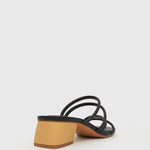 HALLIE Low Wooden Block Heel Mules