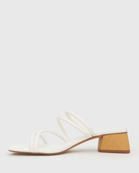 HALLIE Low Wooden Block Heel Mules