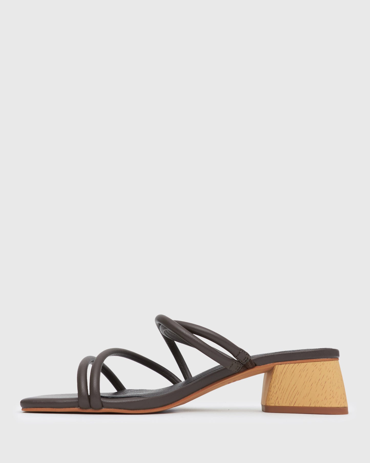 HALLIE Low Wooden Block Heel Mules