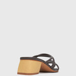 HALLIE Low Wooden Block Heel Mules