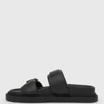 MIDTOWN Feature Buckle Footbed Slides