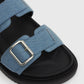 MIDTOWN Feature Buckle Footbed Slides