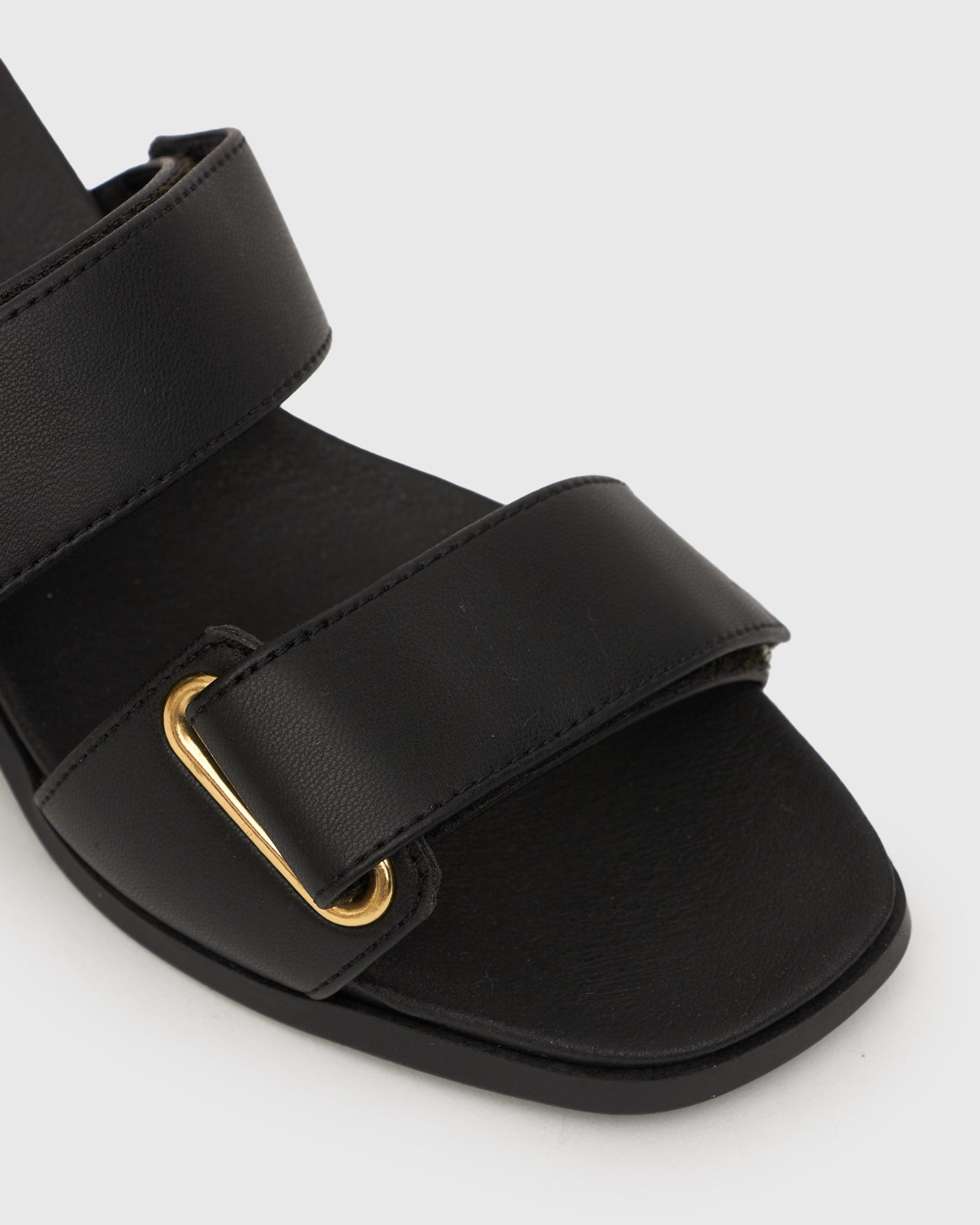 Pia black discount buckle footbed sandals