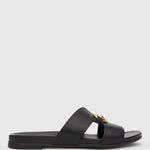 PRE-ORDER FOXY Buckle Leather Slide Sandals