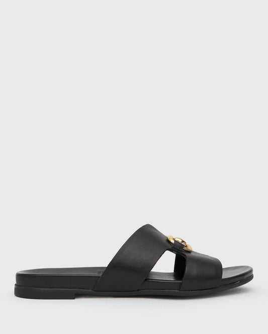 FOXY Buckle Leather Slide Sandals