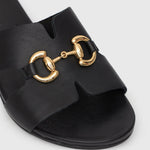 PRE-ORDER FOXY Buckle Leather Slide Sandals