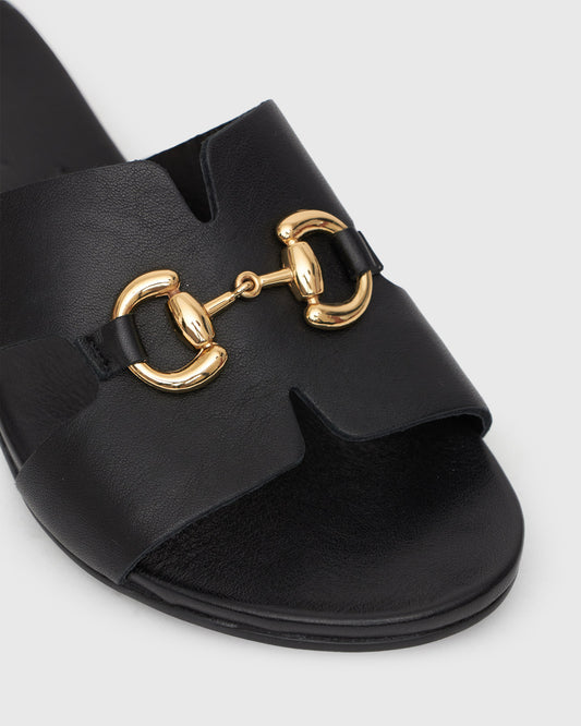 FOXY Buckle Leather Slide Sandals