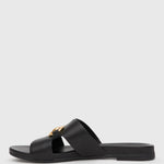 PRE-ORDER FOXY Buckle Leather Slide Sandals