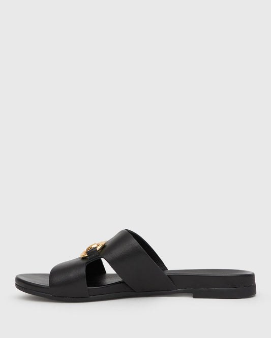 FOXY Buckle Leather Slide Sandals