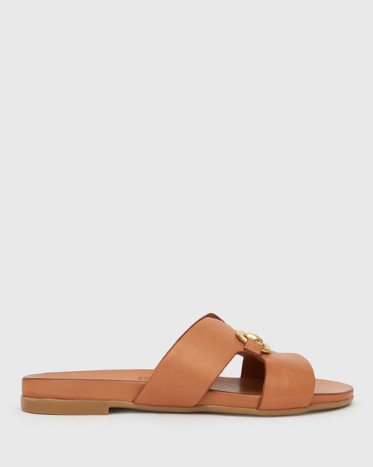 FOXY Buckle Leather Slide Sandals