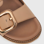 HUNTER Buckle Detail Leather Slides