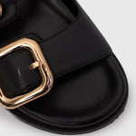 HUNTER Buckle Detail Leather Slides