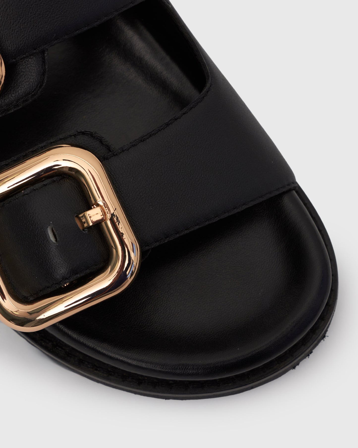 HUNTER Buckle Detail Leather Slides