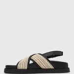 BLAKE Raffia Cross Strap Sandals