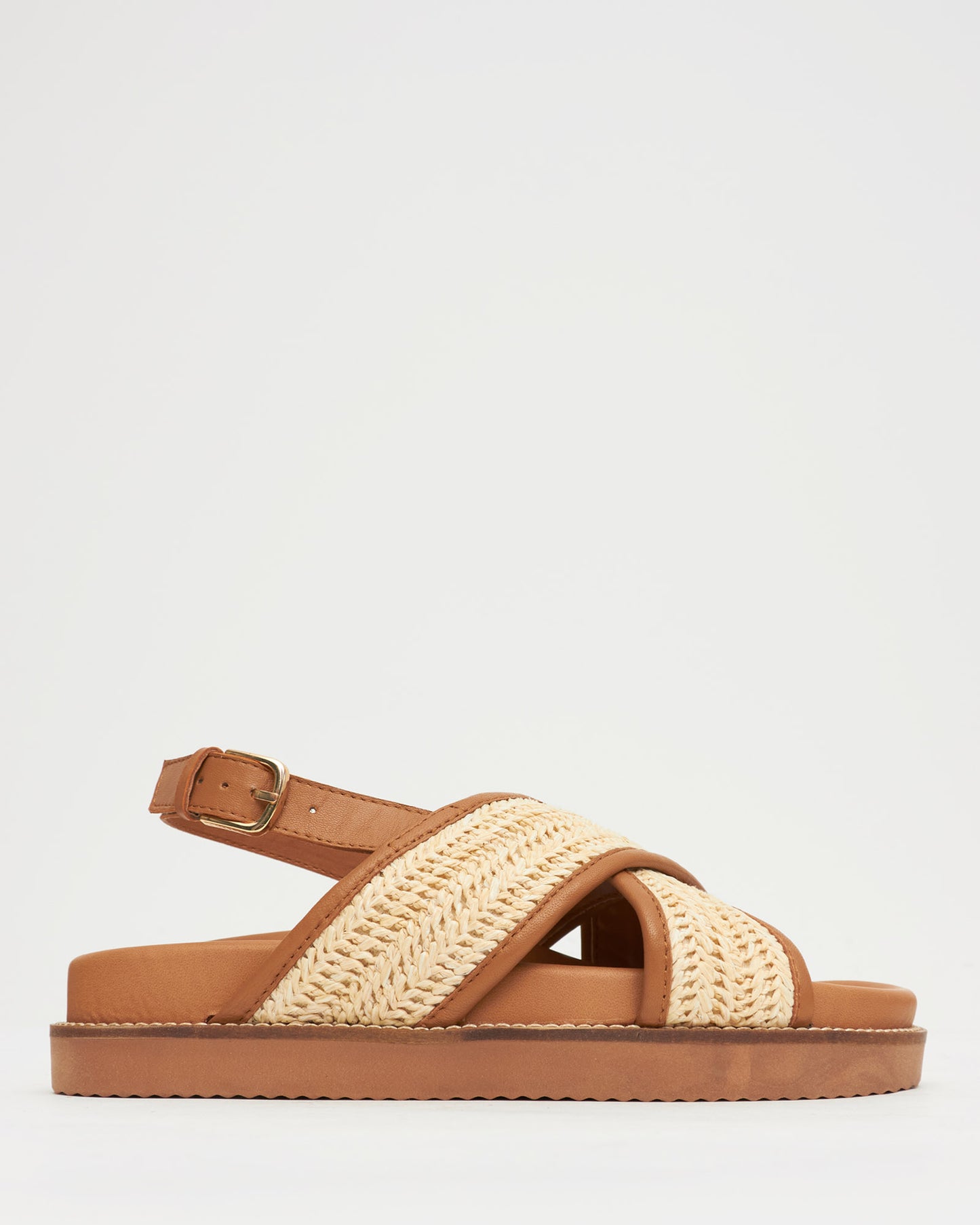 BLAKE Raffia Cross Strap Sandals