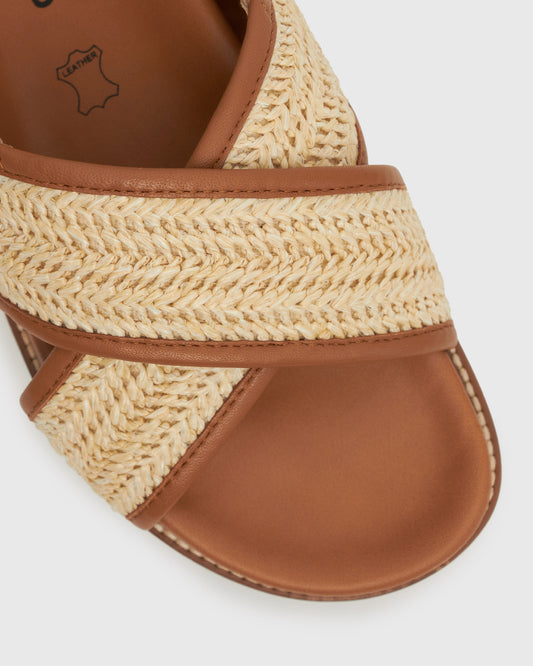 BLAKE Raffia Cross Strap Sandals