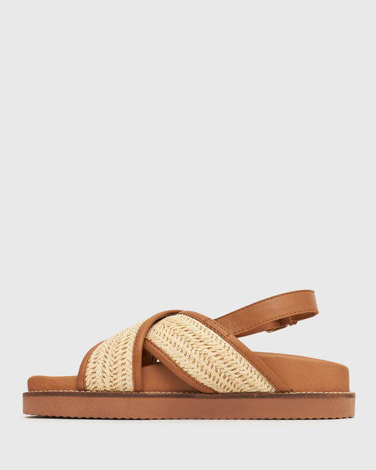 BLAKE Raffia Cross Strap Sandals