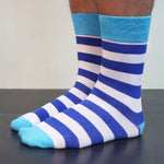 MENS BLUE/WHITE BAMBOO SOCKS S/M