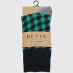 MENS GREEN/BLACK BAMBOO SOCKS S/M