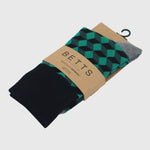 MENS GREEN/BLACK BAMBOO SOCKS S/M