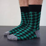 MENS GREEN/BLACK BAMBOO SOCKS S/M