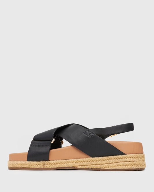 RACHEL Leather Cross Band Sandals