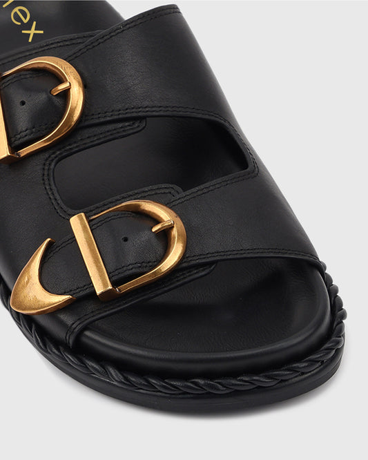 ZADIE Leather Buckle Slides