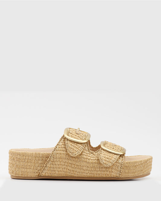 LYRY Raffia Platform Slide Sandals