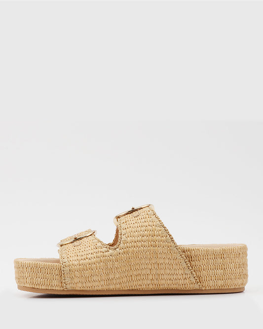 LYRY Raffia Platform Slide Sandals