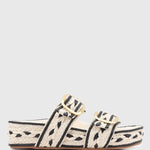 LYRICAL Leather Raffia Platform Slides