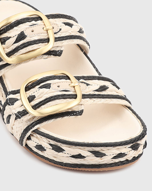 LYRICAL Leather Raffia Platform Slides