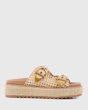 VACAY Raffia Platform Slide Sandals