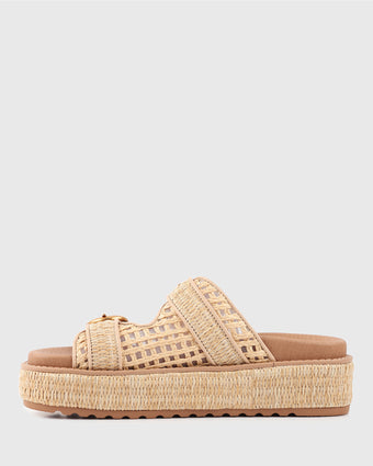 VACAY Raffia Platform Slide Sandals