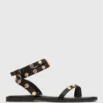 COAST Leather Shell Embellished Flat Sandals