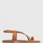 CABANA Metallic-Detail Flat Crossed Sandals