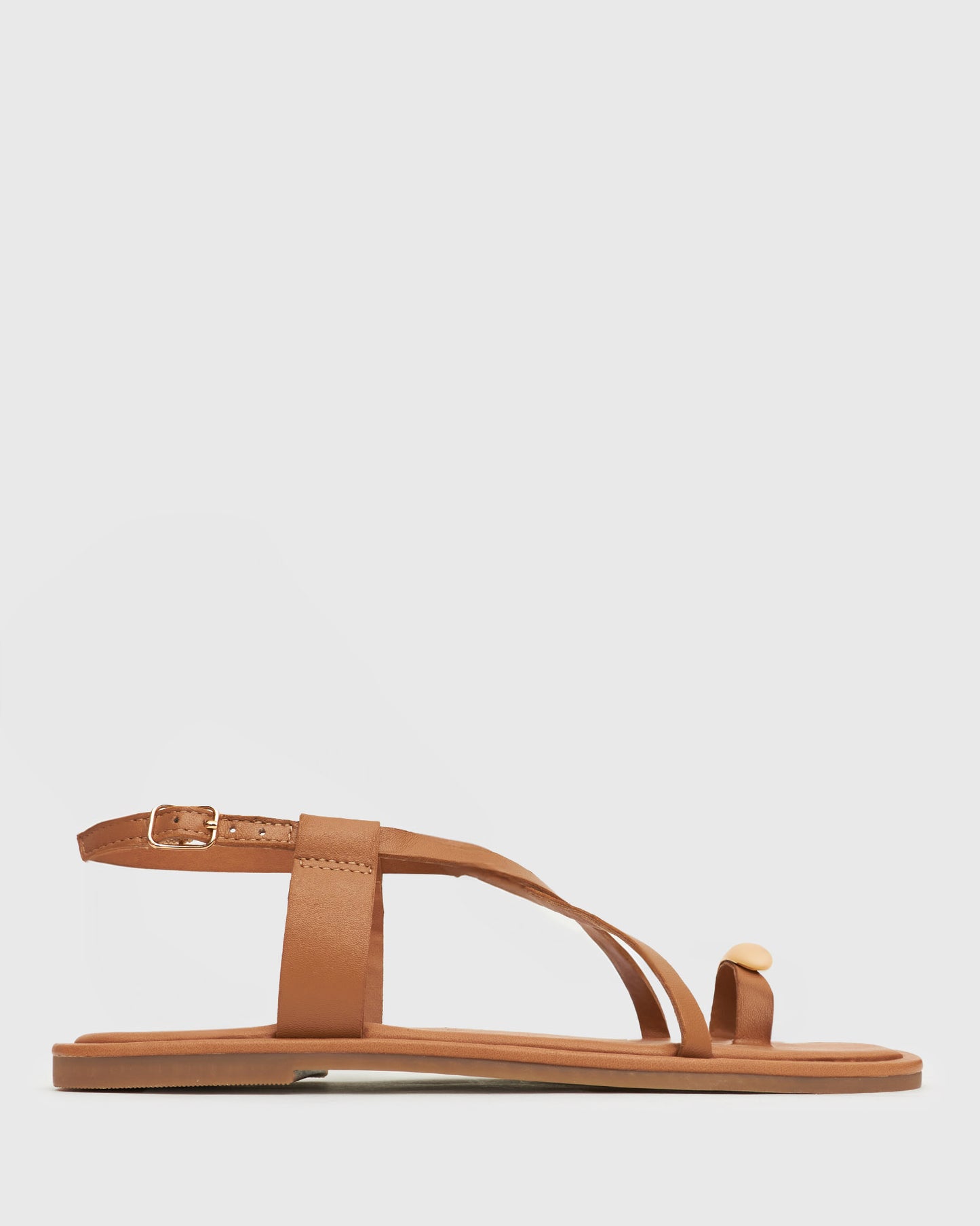 CABANA Metallic-Detail Flat Crossed Sandals