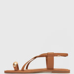 CABANA Metallic-Detail Flat Crossed Sandals