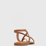 CABANA Metallic-Detail Flat Crossed Sandals