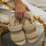 ALLEGRA Leather Plaited Footbed Sandals