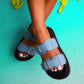 MIDTOWN Feature Buckle Footbed Slides