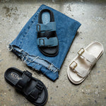 MIDTOWN Feature Buckle Footbed Slides