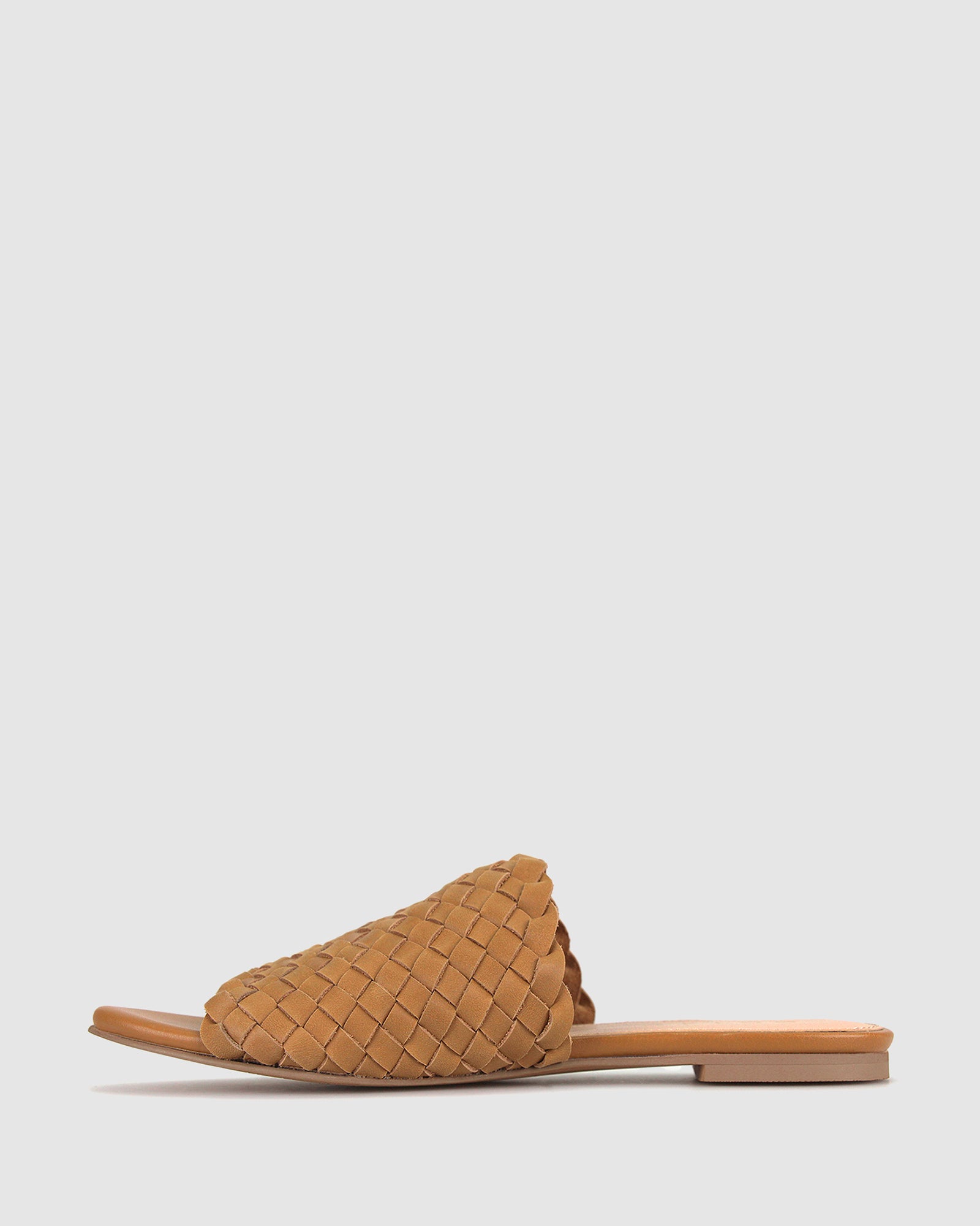 Tan woven deals leather slides