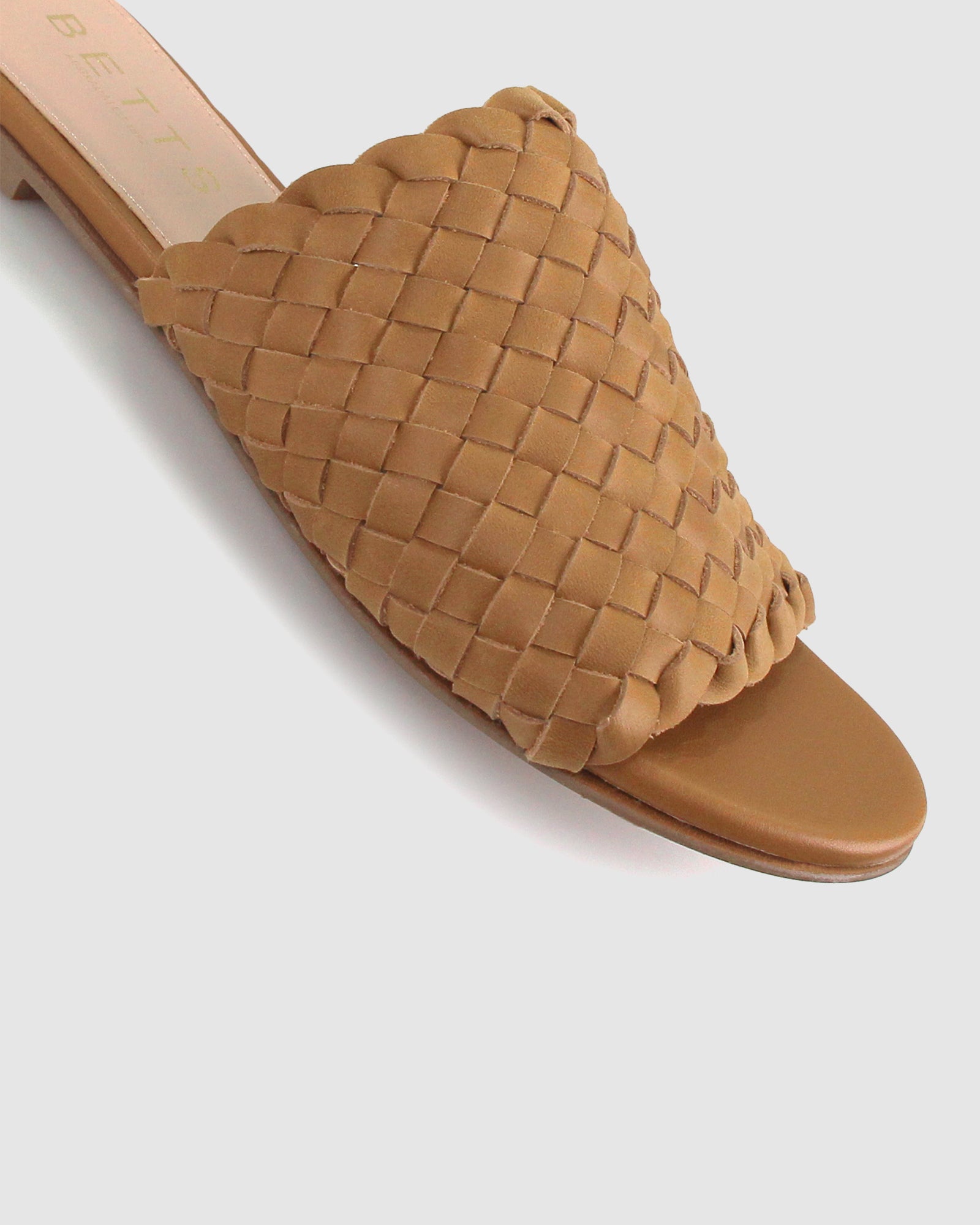 Tan woven deals leather slides